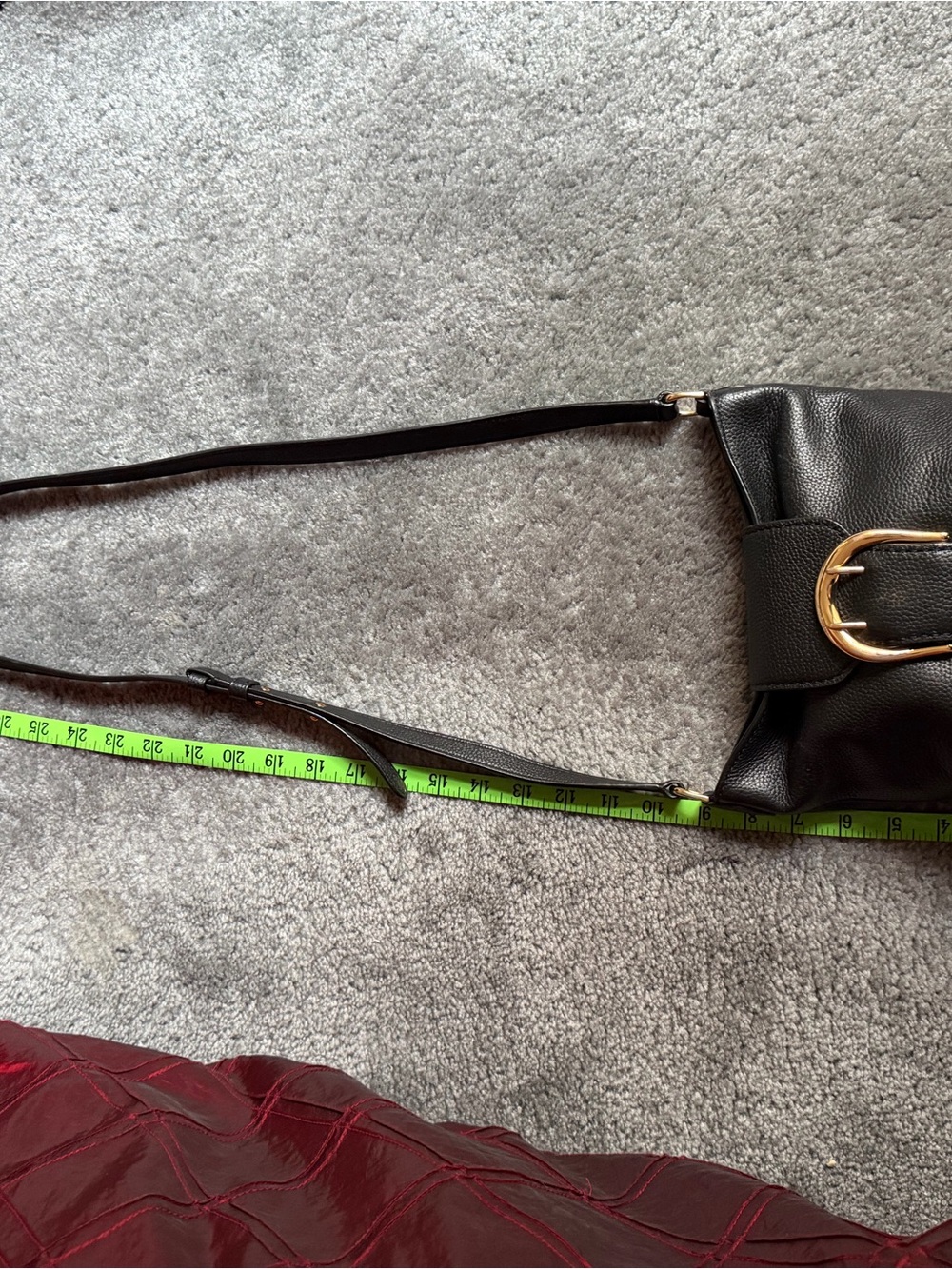 Lauren by Ralph Lauren Black Leather Shoulder/Cross Body Bag with Gold Buckle
